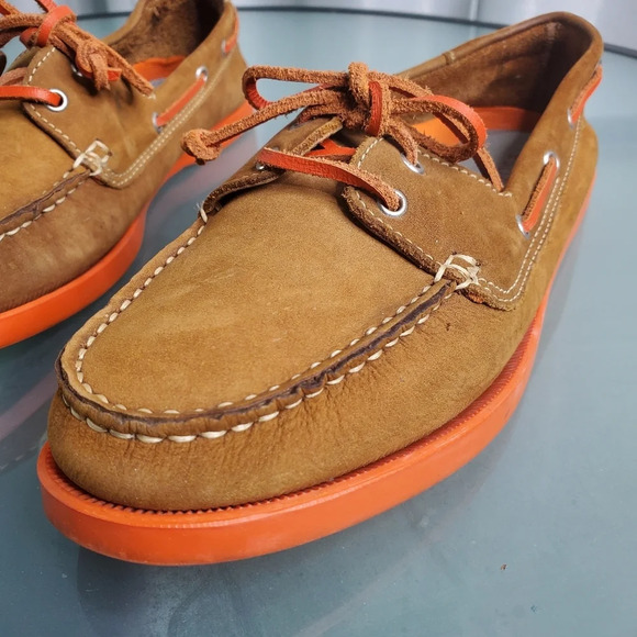 Tesori Womens Brown/Orange Leather Boat Shoes Sz 8.5M "W01812" - Picture 3 of 10